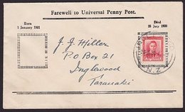 NZ FAREWELL TO UNIVERSAL POSTAGE LAST DAY COVER - Lettres & Documents