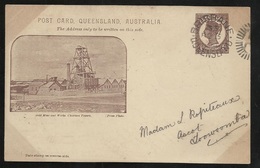 RRR  Queensland CP Entier Postal One Penny Victoria Repiqué Mine D'Or Brisbane Le 3/2/1904 Pour Toowoomba Le 4/2/04  TTB - Covers & Documents