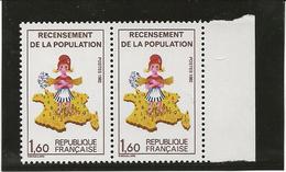 TIMBRES N° 2200 A -PAIRE AVEC VARIETE SUR TIMBRE DE GAUCHE -CHIFFRE 7  MANQUANT SUR LA CORSE -ANNEE 1982 - Ungebraucht