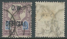 1886-1902 GREAT BRITAIN USED OFFICIAL STAMPS O34 5d DULL PURPLE AND BLUE - Service