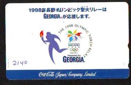 Télécarte Japon / 110-016 - COCA COLA (2140) - COKE * OLYMPIC GAMES * SPORT *  Japan Phonecard Telefonkarte - Giochi Olimpici