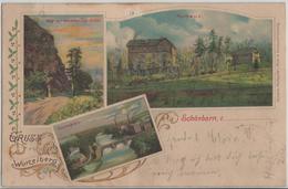 Gruss Vom Wurzelberg - Zschopau, Schönborn, Kurhaus, Weg Zur Lauenhainer Mühle - Litthographie Mohr & Dutzauer - Zschopau