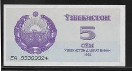 Ouzbékistan - 5 Sum - Pick N°63 - NEUF - Uzbekistan