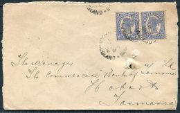 1904 Queensland 2d X 2 Double Rate Australian Joint Stock Bank Cover - The Commercial Bank Of Tasmania, Hobart. TPO Rail - Lettres & Documents