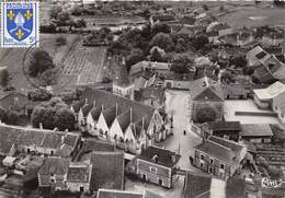 37-CHAMPIGNY-SUR-VEUDE- VUE AERIENNE EGLISE , MAIRIE, ECOLE - Champigny-sur-Veude