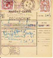 < Mandat Carte Saigon Central Cochinchine Départ  2 9 1932 .. Cent Francs Arrivée Paris 3 10 1932 - Lettres & Documents