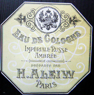 ETIQUETTE DE PARFUM TRES ANCIENNE PERFUME RUSSIA  ALEIW PARIS EAU IMPERIALE RUSSE TRES BON ETAT - Labels