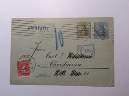 Norway 1916 Postage Due On Deutsches Reich Germania Postal Stationery (Ganzsache Cover Lettre Brief - Brieven En Documenten