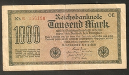 T. Germany Weimar Republic Reichsbanknote 1000 Mark Tausend 1922 Kh 156199 OE - 1.000 Mark