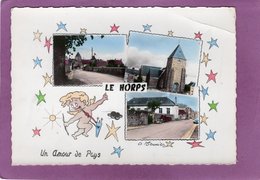 53 LE HORPS Vue Générale L'Eglise L'Ecole Et L'Entrée Du Pays Dessin De G. Meunier Illustrateur - Le Horps