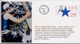 1993 USA Space Shuttle Columbiar STS-55 Onboard View Ulrich Walter Commemorative Cover - America Del Nord