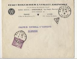 Lettre Grenoble - 1941 - Non Affranchie Et Taxée à 2 Frs - 1859-1959 Brieven & Documenten