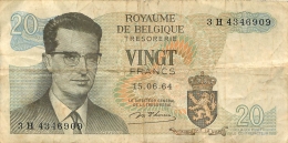 BILLET  VINGT FRANCS ROYAUME DE BELGIQUE - Sonstige & Ohne Zuordnung