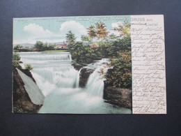 AK 1903 Schweiz Gruss Aus Liestal. Wasserfall. Stempel Lampenberg Nach Dornach Elsass - Liestal