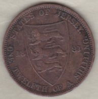 Jersey , 1/12 Shilling 1881. Victoria , Bronze , 75153 Exemplaires,  KM# 8 - Jersey