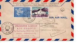 AIR FRANCE BOEING PARIS TANANARIVE MADAGASCAR AVION AVIATION ENVELOPPE OBLITERARTION CACHETS CACHET - Storia Postale