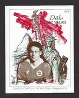Etiquette De Vin Dole AOC Valais 1993  -  Coupe Du Monde De Foot USA 1994  -  Equipe De Suisse  -  Illustrateur ? - Football