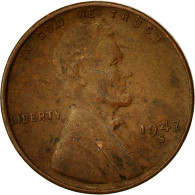 Monnaie, États-Unis, Lincoln Cent, Cent, 1947, U.S. Mint, San Francisco, TB - 1909-1958: Lincoln, Wheat Ears Reverse