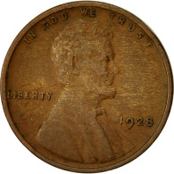 Monnaie, États-Unis, Lincoln Cent, Cent, 1928, U.S. Mint, Philadelphie, TB - 1909-1958: Lincoln, Wheat Ears Reverse