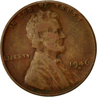 Monnaie, États-Unis, Lincoln Cent, Cent, 1946, U.S. Mint, Denver, TB, Laiton - 1909-1958: Lincoln, Wheat Ears Reverse