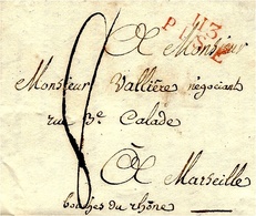 1809 - TERR. CONQUIS - Lettre De 113 / PISE ( La Méditérrannée ) 23 Mm  Rouge Pour Marseille - 1792-1815: Conquered Departments