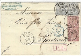 1870- Letter From BERLIN To Bordeaux ( France )  Fr.  Michel  N°5 X2 + N° 1 X 2 - Briefe U. Dokumente