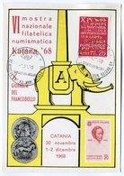 RC 9557 ITALIE CARTE MAXIMUM 1968 KATANA 68 MOSTRA FILATELICA NUMISMATICA 1er JOUR FDC TB - Maximumkarten (MC)