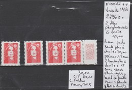 TIMBRE DE FRANCE VARIETE NEUF** LUXE 2 TIMBRES + 1 PAIRE  Nr 2796 J DESCRIPTIF VOIR SUR PAPIER AVEC TIMBRES  COTE 60 € - Unused Stamps