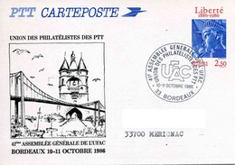 Entier Postal De 1986 Sur CP Avec Timbre "2,50 Statue De La Liberté" Et Repiquage Commémoratif - Overprinter Postcards (before 1995)