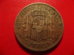 Espagne - 2 Pesetas 1882 Alfonso XII 8512 - First Minting