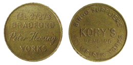 00195 GETTONE JETON TOKEN VENDIGN MACHINE BINGO BRADFORD PETER HEMING YORKS - Autres & Non Classés