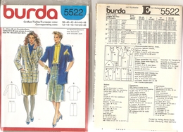 00 Patron BURDA Tailleur Veste Avec épaulettes Et Jupe Pli Creux Devant - Vintage - Autres & Non Classés