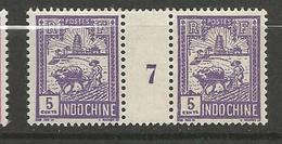 INDOCHINE N° 131 Millésime 7 NEUF*  TRACE DE CHARNIERE TB / MH - Unused Stamps