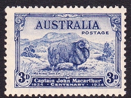 Australia ASC 157 1934 Captain Macarthur, 3d Blue, Mint Never Hinged - Neufs