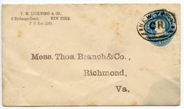 United States 1890's 1c. Postal Envelope New York To Richmond, Virginia - ...-1900