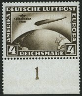 Dt. Reich 439X **, 1930, 4 RM Südamerikafahrt, Wz. Stehend, Unterrandstück, Pracht, Fotoattest Dr. Oechsner, Mi. 1800.- - Usados