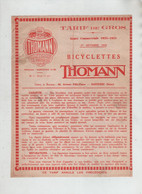 Tarif De Gros Bicyclettes Thomann Nanterre 1933 1934 - Motorräder