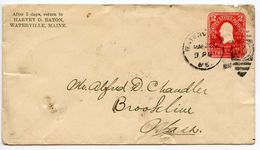 United States 1906 Scott U395 Postal Envelope Waterville ME To Brookline MA - 1901-20