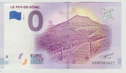 Billet Touristique 0 Euro Souvenir France 63 Le Puy-De-Dôme 2018-3 N°UEBP003627 - Privatentwürfe