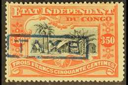CONGO 1908 Stamp Tax 3f.50 Black And Vermilion, COB TX6B, Fine Mint, Expert Mark. For More Images, Please Visit Http://w - Other & Unclassified