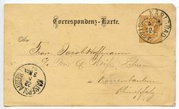 Austria 1887 2kr Eagle Postal Card Karlsbad To Kaiserslautern, Germany - Briefkaarten