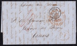 1850. LONDRES A CÁCERES. FECHADOR LONDON/PAID. TRÁNSITO POR CALAIS. 1 CHELÍN Y AL DORSO ETIQUETA DE CIERRE. INTERESANTE. - ...-1840 Vorläufer