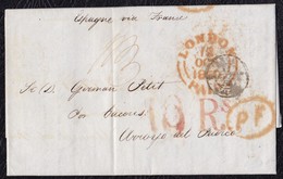 1850. LONDRES A ARROYO DEL PUERCO. FECHADOR LONDON/PAID Y TRÁNSITO POR CALAIS. 10Rs EN ROJO. INTERESANTE CARTA COMPLETA. - ...-1840 Prephilately