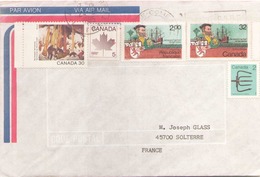 Enveloppe De 1985 De Baie-Comeau Pour Solterre ( Timbres De Jacques Cartier Français Et Canadien ) - Cartas & Documentos