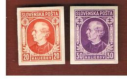 SLOVACCHIA (SLOVAKIA) -   SG 27a.28  - 1939 FATHER HLINKA (IMPERFORATED) - UNUSED WITHOUT GUM - Neufs