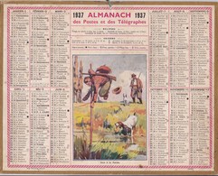 Almanach Des Postes Et Télégraphes 1937 Illustré Chasseurs Sautant A La Perche Par Dessus Un Ruisseau Chasse - Formato Grande : 1921-40