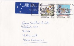 Australia 1988 Living Together 63c & 37c On Air Mail Letter To Germany - Storia Postale