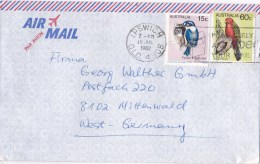 Australia 1982 Birds 15c Kingfisher & 60c Parrot On Air Mail Letter To Germany - Storia Postale