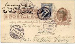 ETATS-UNIS ENTIER POSTAL AVEC AFFR. COMPLEMENTAIRE ARRIVEE ROLLE 6VIII 87 ET BLONAY 6 VIII 87 PUIS REEXPEDIE A VEVEY.... - ...-1900