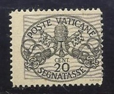 1945 Vaticano Vatican SEGNATASSE (STEMMA)  POSTAGE DUE 20c Nuovo MH* Varietà 8gaa "Dent.orizzontale Fortemente Spostata" - Errors & Oddities